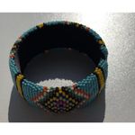 Vintage Handmade Navajo Indian Beaded Bracelet White Blue Red Yellow Sz 7.5” Photo 10