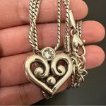 Brighton Silver-plated Alcazar Heart w/ Swarovski Crystal Badge Clip Necklace Photo 3