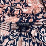 Lucky Brand  Blue and Orange Babydoll Peasant Blouse Garden Summer Size 2X Photo 5