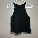 ZARA  black tweed halter top with fringe hem women's size small Photo 5