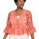 MARC BOUWER White Lace Boho Flare Sleeve Cardigan Jacket Top Size XL Photo 15
