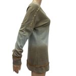 Venus  French Terry Boat Neck Distressed Ombre Studded Sweatshirt Womens Medium Photo 3