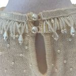 Valerie Stevens  Vintage Sweater Cream Wool Pearl Beaded Fringe Neckline Small Photo 4