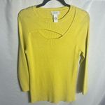 Carmen Marc Valvo XL Yellow Ribbed Sweater Cutout Neck Long Sleeve Top Photo 0