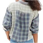 American Eagle  Women’s Cropped Distressed Plaid Long sleeve Flannel Photo 1