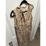 Tart  Tan Brown Maxi Dress Large Sleeveless V-Neck Long Boho L Print Silky Photo 2