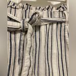 a.n.a  White Striped Linen Blend Women's Belted Paperbag Waist Shorts Photo 3