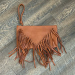 Sole Society  New Leather‎ Fringe Suede Envelope Clutch Anthropologie Photo 0