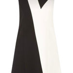 Karen Millen  Colorblock Minimalist Sheath Dress Black White Cap Sleeve Size 8 Photo 0