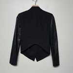Helmut Lang Smoking Wool Leather Sleeve Cropped Tuxedo Blazer Asymmetrical Sz 2 Photo 5