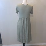 Orange Creek  sage green short sleeve stretchy casual midi dress Photo 5