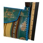 Handcrafted
Jawaja Leather Bag with Cloth Woven Patch Blue Photo 9