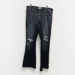 KanCan High Rise Dark Ripped Button Fly Flare‎ Jean Womens XL Blue Photo 1
