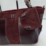 Etienne Aigner Burgundy Leather Suede Tote Bag Purse Designer Handbag Photo 1