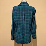 Talbots  Teal and Navy Plaid Shirt size S Photo 3