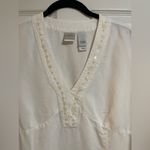 Emma James Women’s Linen Blend Embellished White Tunic Size 14 Photo 4