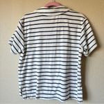 Faherty  Blue White Striped Terry Knit Short Sleeve Top Womens M Polo Casual Photo 3