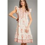 Umgee  Printed Tie Neck Ruffle Cap Sleeve Dress‎ Photo 1