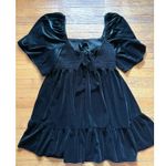 Chelsea and Violet Dress Womens XL Green Velvet Puff Sleeve Smocked Babydoll New Photo 9