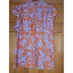 Haptics by Holly Harper Floral Ruffle Sleeve Dress Medium Orange Lavender Photo 6