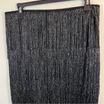 ✨ Maner Women’s Black Silver Fringe Mini Skirt Large NWT Concert Photo 2