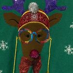 CELEBRATE TOGETHER SIZE SMALL FUNKY Festive MULTICOLOR Reindeer GREEN Sweater Photo 3