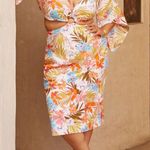 JustFab  size 3X retro cutout dress palm beach floral print kimono sleeves lined Photo 12