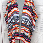 Angie  Southwestern Aztec Elephants Print Open Front Kimono Topper Medium‎ Photo 0