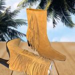 Predictions  Carmel suede fringe side ankle boots! NWT Photo 2