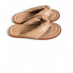 free people Vicenza Beige Leather Thong Sandals Minimalist Casual puffy Slides 6 Tan Photo 3