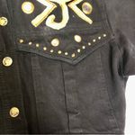 Paris Blues Vintage Y2K Denim Jean Jacket Black Gold Glitter Stars Mirrored sz M Photo 8