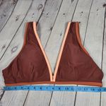 Aerie Scoop Bikini Top Brown Peach Trim V Neck Plunge Size XL Photo 5