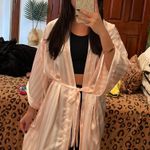 Icing Pink Striped Satin Robe Photo 0