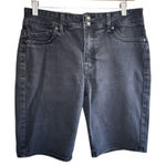 #836 Faith Jeans Women's Size 10 Black Denim Bermuda Shorts Mid Photo 0