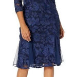 Alex Evenings Women's Tea Length Embroidered Dress with Illusion Sleeves 22W Photo 0