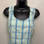 Blue Yellow Plaid Skirt Overall Jumper 80s Vintage Size Medium Photo 2