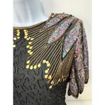 Black Beaded & Sequined Short Sleeve Evening Dress Black Tie Vintage Paris S Photo 5