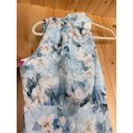 Lulus NWT  Distinctive Charm Blue Floral Satin Asymmetrical Midi Dress Party XS Photo 4
