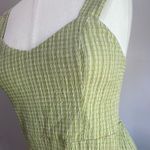 Mango  Gingham Check Midi Dress Size 6 Green Tan Square Neck Summer Cottagecore Photo 6