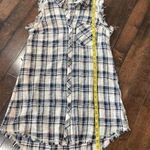 Paper Crane plaid sleeveless shirt dress Fringe hem Red white blue Size S Cotton Photo 7