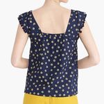 J. Crew Navy Blue and Yellow Printed Cotton Poplin Square Photo 2