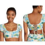 Modcloth NIP Amari Retro Bohemian Vibes Yellow Blue Floral Crop Bikini Top XS Photo 1