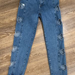 Edikted  Blue Heart Cutout Straight Leg Jeans Photo 0