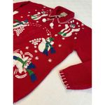 Heirloom Collectibles VTG Snowman Holiday Novelty Cardigan Teacher Red XMAS XL Photo 2