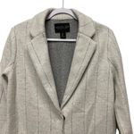 Rachel Zoe Wool Blend Striped Sweater Coat Blazer Jacket Size Sm Cream Gray Snap Photo 2