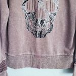 Affliction  Washed Brown Distressed Skull Sweatshirt Photo 2