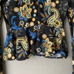 Forever 21  sz M black yellow bell sleeve‎ boho blouse Photo 2