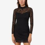 ALLSAINTS Hanna Antia Mini black leopard long sleeves high neck Dress sz 0 Photo 2