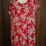 NWT J. JILL RED FLORAL KNIT SHORT SLEEVE DRESS SIZE M Size M Photo 2