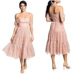 Dress the Population  River Lace Off the Shoulder Fit & Flare Dress Blush M NWOT Photo 1